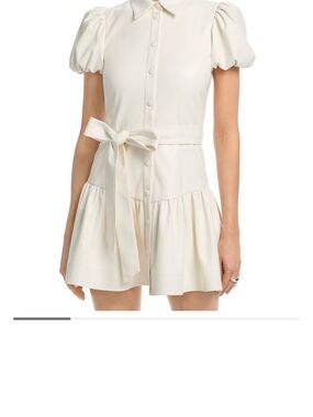 Alice + Olivia White Henrietta Vegan Leather Mini Dress